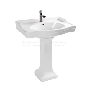 CUPC Bathroom 30 Inches 77cm Rectangle Ceramic Pedestal Sink With Backsplash thumbnail-1