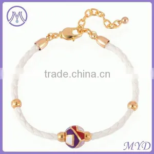 Customized Fake Cloisonne Enamel Bead Teen Leather Bracelet thumbnail-5