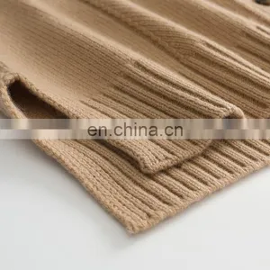 Brand New Custom Sleeveless V-Neck Cardigan Vest Women Knitted Cashmere Woolen Casual Style Embroidered Logo Button Back thumbnail-4