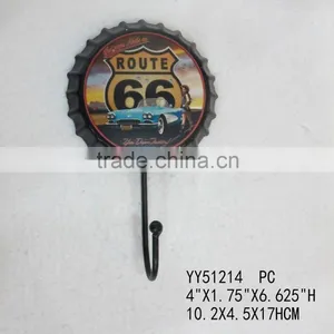 Antique Route 66 Beer Cap Metal Wall Single Hook, Factory Cheap Metal Hook thumbnail-1