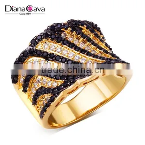 Super Deal Micro Setting Cubic Zirconia Black White Punk Contrast CZ Wedding Ring thumbnail-2