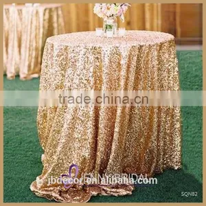 SQN#24 Wholesale 132" Round Champagne Rose Gold Sequin Table Cloth Quality Choice thumbnail-5