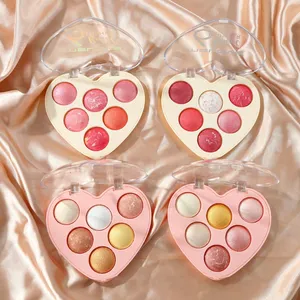 OEM Make up Blusher Bronzer 7 Color Palette Cheek Contourer Highlighter Powder Polvo De Cara thumbnail-5