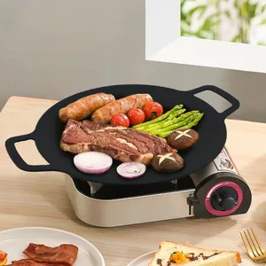 Non-stick Korean Meat Baking Carbon Steel BBQ Grill Plate thumbnail-1