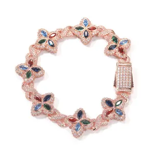 Colorful Flower Zircon Bracelet Multi-Color Crystal Bracelet Floral Inifinity Chain Statement Jewelry For Women Party Gifts thumbnail-4