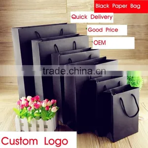 Black Kraft Paper Bag/shopping Bag With Logo thumbnail-1