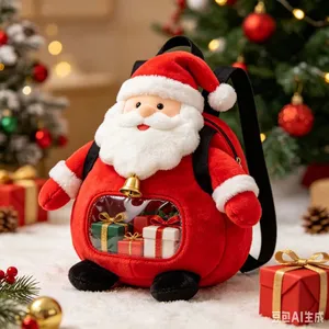 Christmas, Christmas Plush Backpack, Santa Claus, Plush, Retro Christmas, Holiday Limited Edition, Gift , Winter Limited Edition-Customizable thumbnail-1