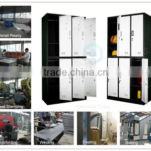 Multi-purpose Metal Locker Adjustable Shelves Steel Locker Wardrobe 3 Wide 2 Tier Metal School Locker thumbnail-3