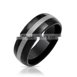 Black Curved Tungsten Wedding Band Ring 7mm With Free Engraving thumbnail-1