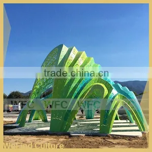 Huge Green Metal Iron Modern Construction Sculpture thumbnail-1