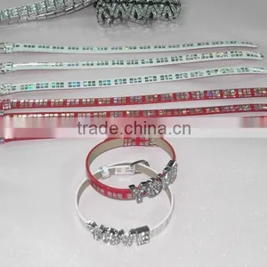 Cheap Price Wholesale Custom Slide Alphabets Can be Slided on PU Leather Wristbands Bracelet thumbnail-1