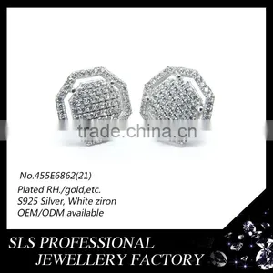2015 Fashion New Designs Push/screw Back Earring and Round Zirconia Prong Earring for Men's Charming thumbnail-1