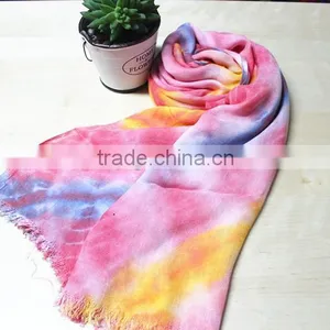 Fashionable Polyester Cotton Ties Dye Long Scarf thumbnail-1
