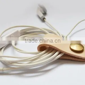 Handmade Brown Leather Cable Cord Winder Holder Tie for Earphone Cell Phone thumbnail-3