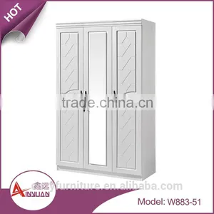 Foshan Wholesale Latest Mdf Bedroom Almirah Designs Modern Cheap Wooden Three Door Wardrobe thumbnail-6