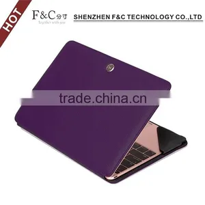 Shenzhen F&C Hand-crafted Premium PU Leather Material Folio Cover for Macbook Air Case 11" 12" 13" 15" Compatible thumbnail-4