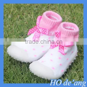 HOGIFT Baby Rubber Sole Sock Shoes,Child-slip Floor Socks,Knitting Multicolor Bow Socks thumbnail-1