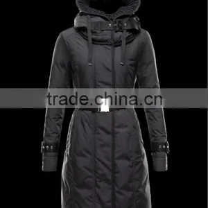 2013 OEM Winter Quilted Belted Hooded Nylon Jacket for Women Made in China thumbnail-1