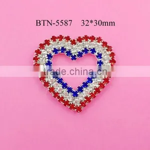 Hot Selling Factory Price Red White Blue Heart Rhinestone Button in Stock (btn-5587) thumbnail-1