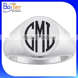 Custom Logo Engraved Blank Stainless Steel Men's Signet Ring Wholesale Quality Choice thumbnail-5
