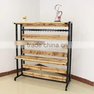 Wood and Metal Clothes Display Trousers Rack With Hanging thumbnail-1