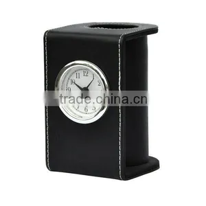 Cheap Leather Pen Holder With Travel Alarm Clock Best for Chrismas Gift thumbnail-1