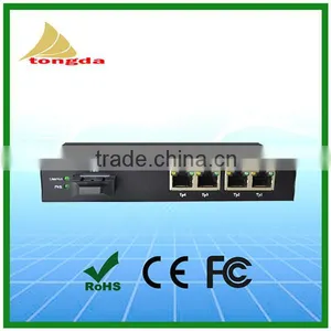 1 Fiber to 4 UTP Unmanaged RJ45 10/100/1000Mbps Fiber Switch Megabit Ethernet Fiber Switch thumbnail-1