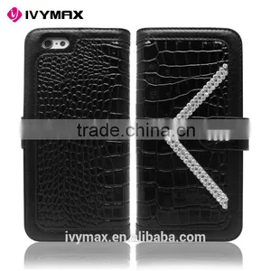 High Quality Luxury Crocodile Bling PU Leather Wallet Flip Pouch Cover Case Alligator Sparkle Wallet Case for Iphone 6 thumbnail-1