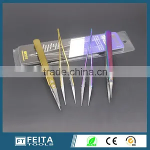 72MZ Handheld Tools Pointed Black Tip Tweezers Colorful ESD Stainless Steel Ceramic Tweezers thumbnail-1