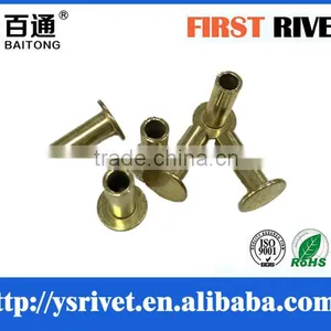 6x16 Brass Plated Flat Head Semi Tubular Steel Rivet thumbnail-4