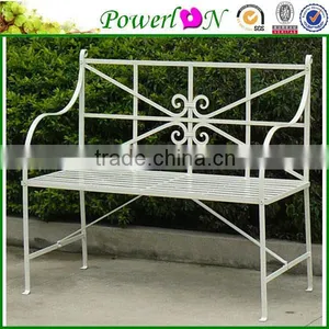 Nice Elegant Antique White Decorative Iron Cast Iron Bench For Garden Backyard I21 TS05 X11B PL08-8670 thumbnail-1