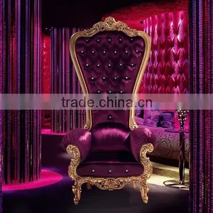 Wholesale Hotel Antique Wooden Throne High Back Chair, Luxury Royal Chair thumbnail-5