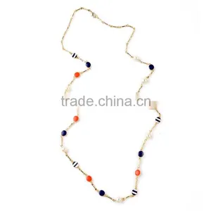 OEM/ODM Manufacture 2016 Fashion Design Colorful Beaded Long Necklace for Women thumbnail-3