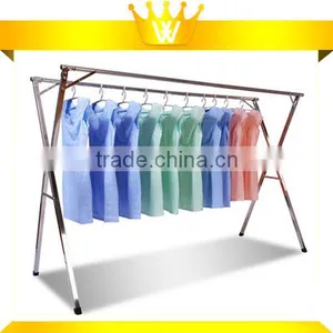 Double Pole Garment Rack, Mobile Double-Pole Folding Clothes Drying Rack, Modern Scalable Stainless Steel Clothes Drying Rack thumbnail-1