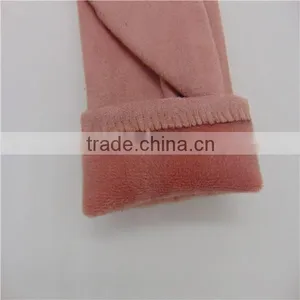 Bowknot Decorated Pink Suede Gloves For Lady thumbnail-4