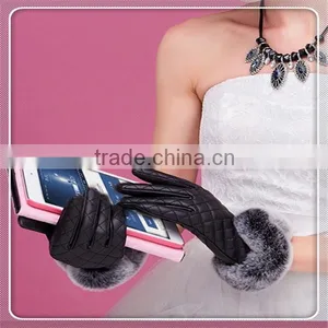 Sexy Lady Black/Red Color Smartphone PU Leather Material Handmade Touch Screeen Gloves thumbnail-1