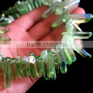 Green Aura of Titanium Coating on Quartz Crystal Necklace for Healing thumbnail-3