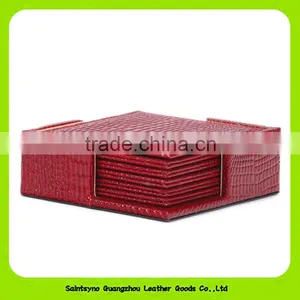 China Supplier Economic Square Pu Leather Coaster Wholesales Price 16035 thumbnail-2