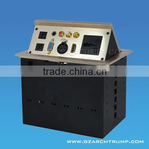 Hidden Pop Up Tabletop Outlet Box for Conference System thumbnail-2