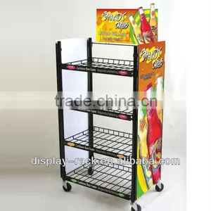 Supermarket Free Standing 4 Layers Bottle Wire Modern Shelf Display Rack for Beer HSX-1128 thumbnail-1