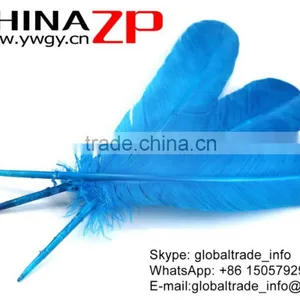ZPDECOR Wholesale Best Selling Feather Size From 30cm-35cm Dyed Turquoise Blue Solid Color Turkey Wing Feathers thumbnail-2