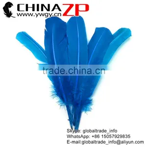 CHINAZP Top Selling Plume Crafts Wholesale Cheap Dyed Turquoise Natural Solid Color Turkey Feathers for Sale thumbnail-1