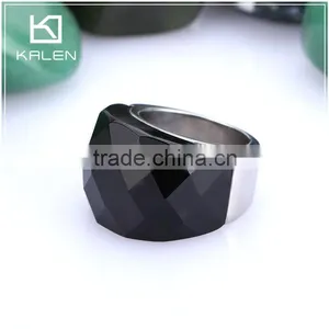 Men Fashion High Quality Black Stone Stainless Steel Rings From China thumbnail-3