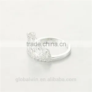 Fine Jewelry European Design Pure Silver Clear CZ Crown Ring thumbnail-2