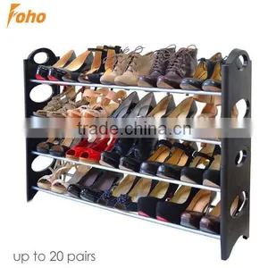 Closet Shoe Rack 20 Pair Organizer Home Storage Holder Stand 4 Tier Shelf Black thumbnail-3