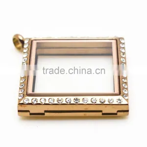 Crystal Floating Lockets Square Shape Lockets for Wholesale thumbnail-5