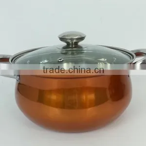 10pcs Colorful Soup Pot ss Pot With Glass Lid And Ear Handle Of Stainless Steel Cookware Set thumbnail-2