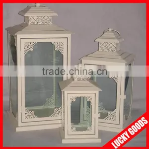 Outdoor Hanging Antique Vintage White Lantern for Candle thumbnail-1