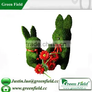 Rabbit Plant Fiber Frame Topiary With Moss thumbnail-1