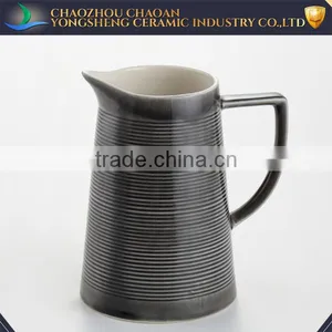 Cheap Black Glazed Stoneware Beer Pitcher With Stripe for Sale thumbnail-1